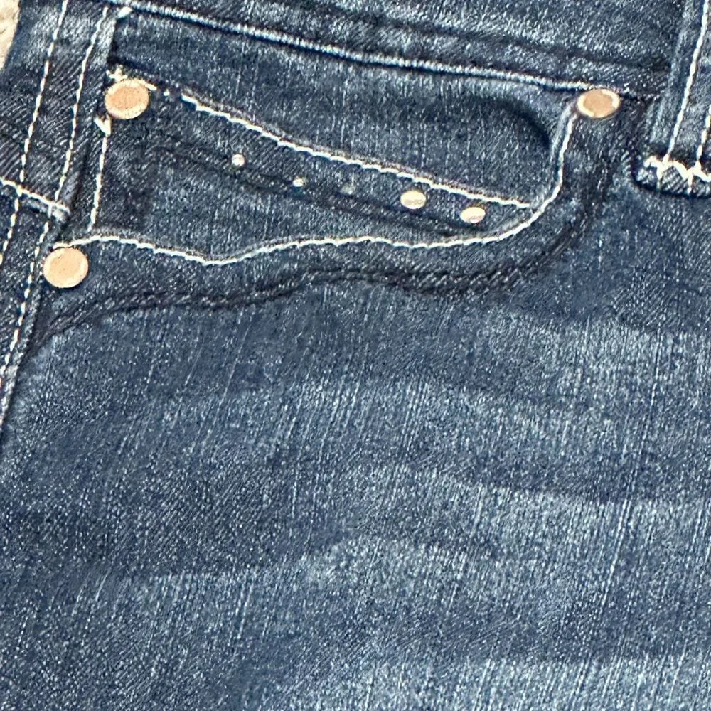 Chinese Laundry  Dark Blue Bootcut Jeans designs raw hem great condition
